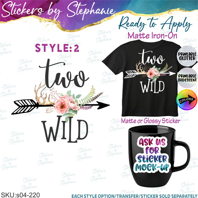 (s04-220) Wild One, Two, Flower Arrow Iron-On Transfer