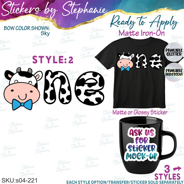(s04-221) One Cow Face Iron-On Transfer