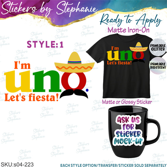 (s04-223) I'm Uno Let's Fiesta Iron-On Transfer