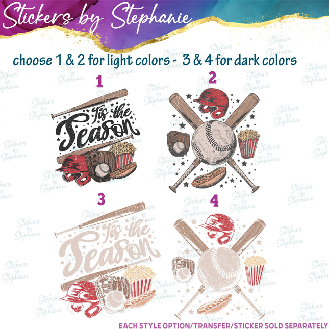 (s04-224) Tis the Season Baseball Iron-On Transfer or Sticker