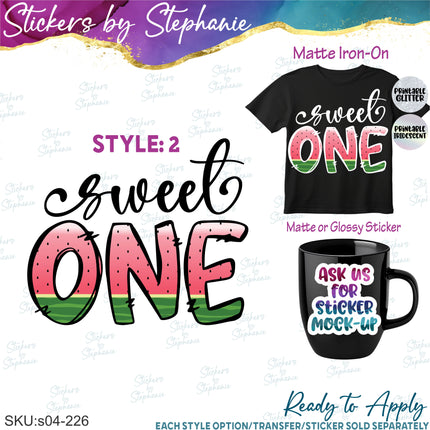 (s04-226) Sweet One Watermelon Iron-On Transfer