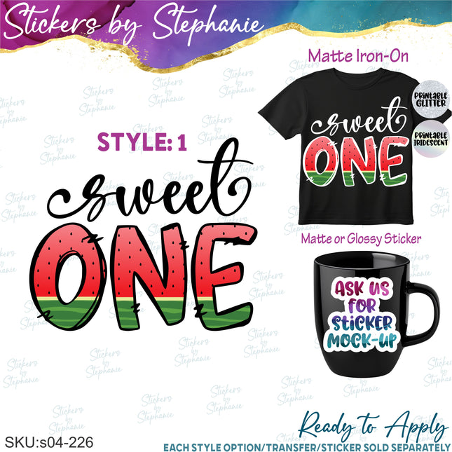 (s04-226) Sweet One Watermelon Iron-On Transfer