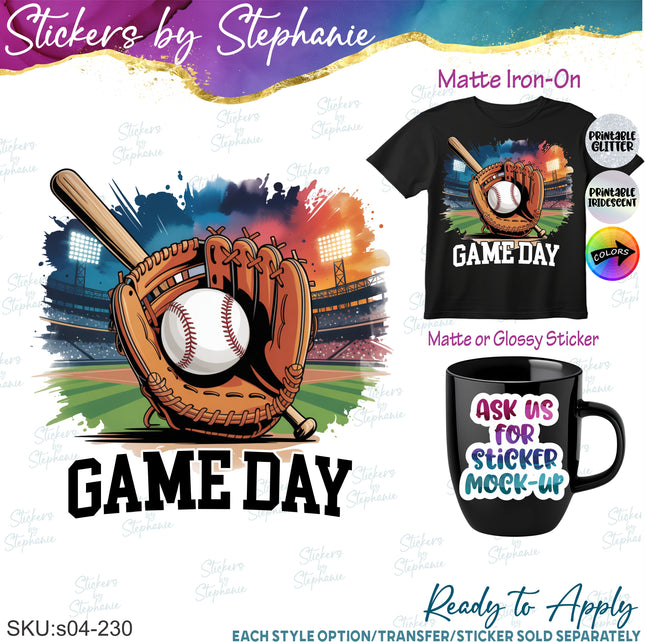 (s04-230) Baseball Game Day Iron-On Transfer