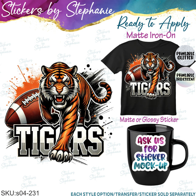 (s04-231) Football Tigers Iron-On Transfer or Sticker