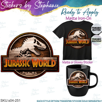 (s04-251) Dinosaur Logo Iron-On Transfer or Sticker