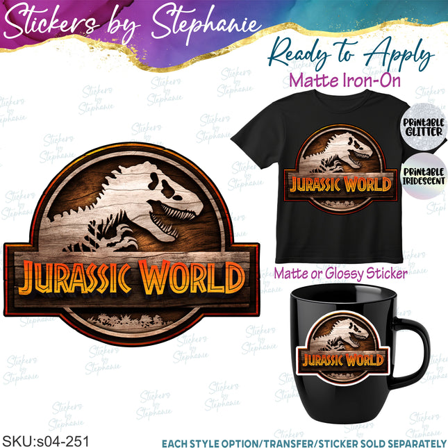 (s04-251) Dinosaur Logo Iron-On Transfer or Sticker