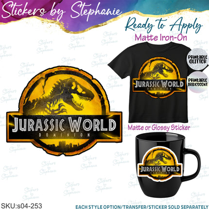 (s04-253) Dinosaur Amber Logo Iron-On Transfer or Sticker