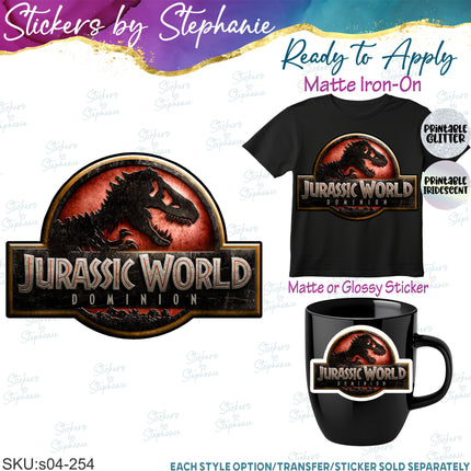 (s04-254) Dinosaur Logo Iron-On Transfer or Sticker