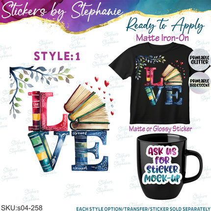 (s04-258) Book Love Lover Reading Iron-On Transfer