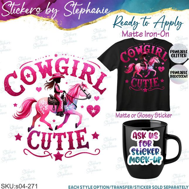 (s04-271) Cowgirl Cutie Horse Iron-On Transfer or Sticker
