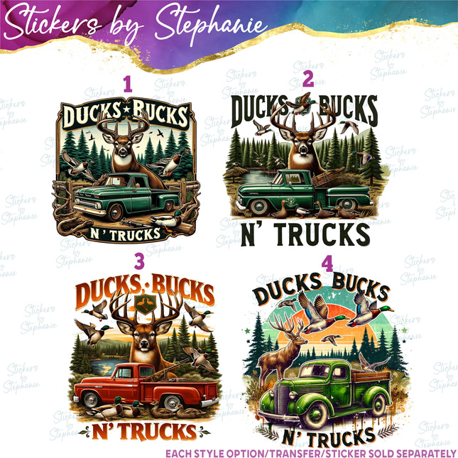 (s04-272) Ducks Bucks n Trucks Iron-On Transfer or Sticker