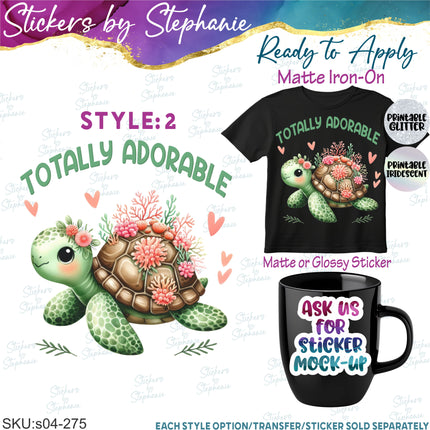 (s04-275) Totally Adorable Turtle Iron-On Transfer