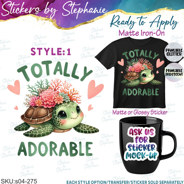(s04-275) Totally Adorable Turtle Iron-On Transfer