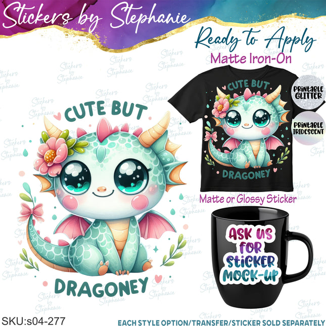 (s04-277) Cute But Dragony Dragon Iron-On Transfer or Sticker