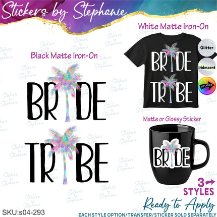 (s04-293) Bride, Tribe Palm Tree Iron-On Transfer or Sticker