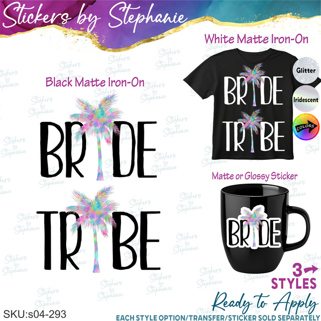 (s04-293) Bride, Tribe Palm Tree Iron-On Transfer or Sticker