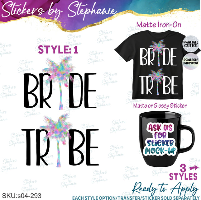 (s04-293) Bride, Tribe Palm Tree Iron-On Transfer