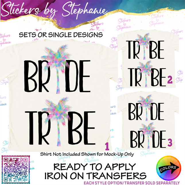 (s04-296) Bride, Tribe Palm Tree Iron-On Transfer