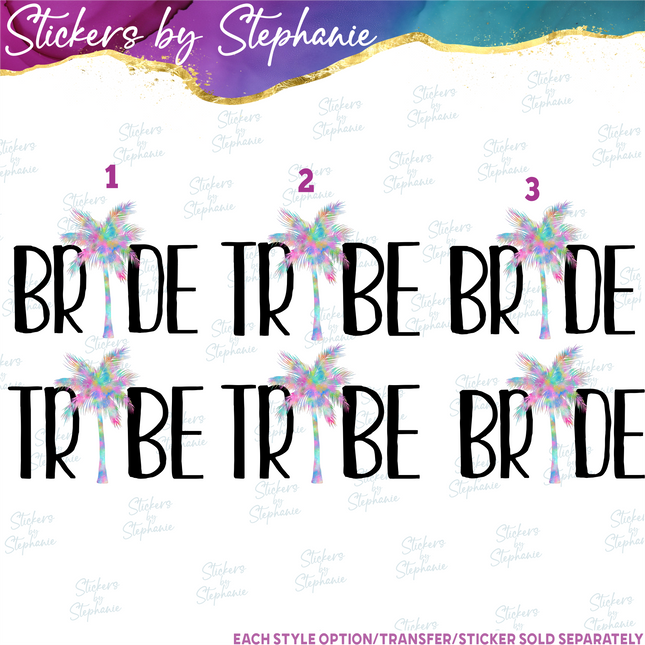 (s04-296) Bride, Tribe Palm Tree Iron-On Transfer