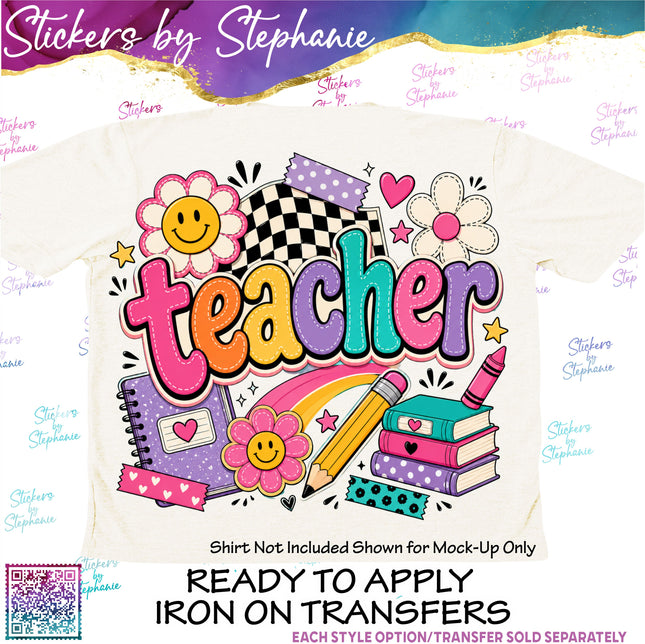 (s04-294) Teacher Groovy Retro Iron-On Transfer or Sticker