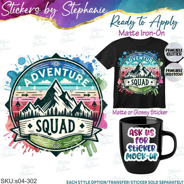 (s04-302) Adventure Squad Iron-On Transfer