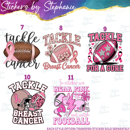 (s04-035) Tackle Cancer Football Iron-On Transfer or Sticker