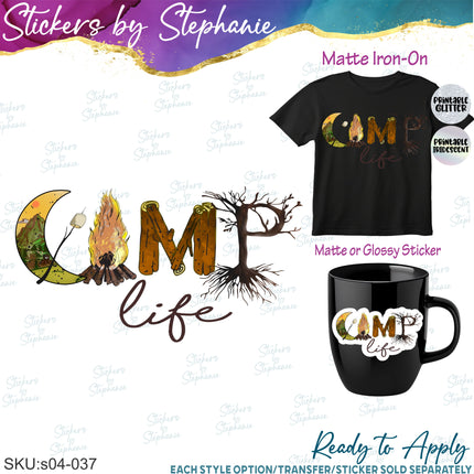 (s04-037) Camp Life Iron-On Transfer or Sticker