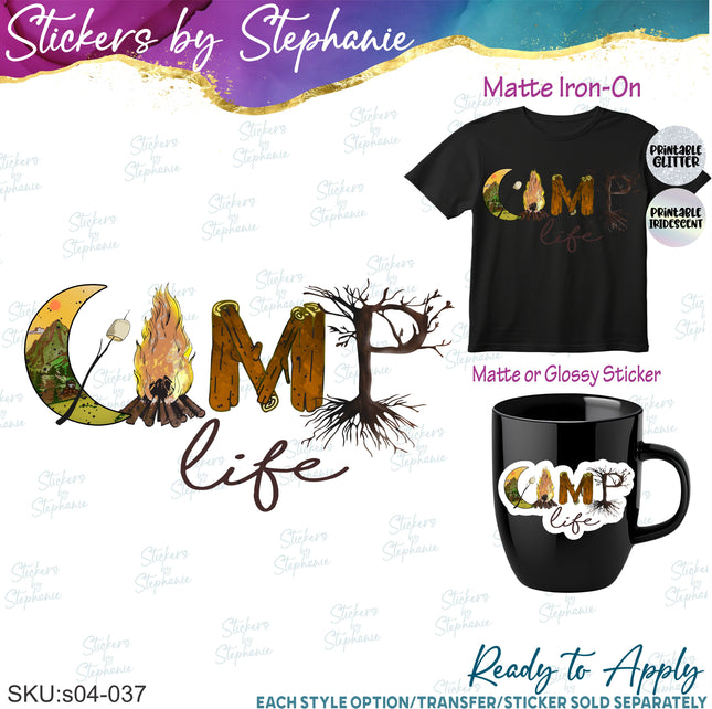 (s04-037) Camp Life Iron-On Transfer or Sticker