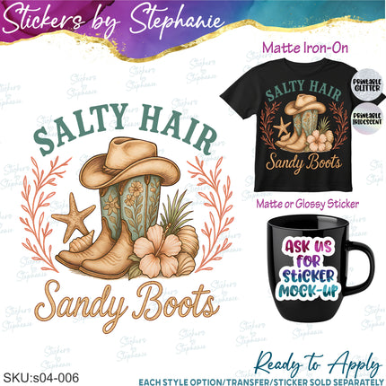 (s04-006) Salty Hair Sandy Boots Iron-On Transfer or Sticker