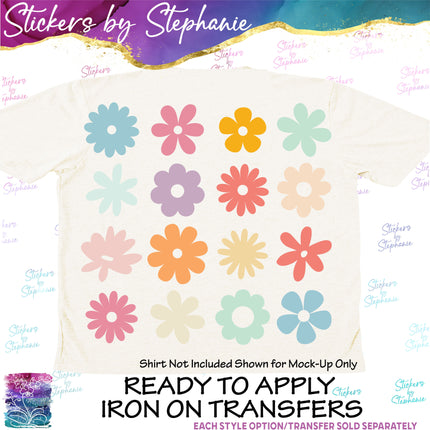 (s04-008) Groovy Retro Flowers Daisies Daisy Iron-On Transfer or Sticker