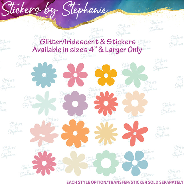 (s04-008) Groovy Retro Flowers Daisies Daisy Iron-On Transfer