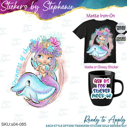 (s04-085) Princess of the Sea Mermaid Iron-On Transfer or Sticker