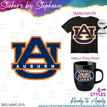 (s04C-015) Auburn Tigers Iron-On Transfer or Sticker