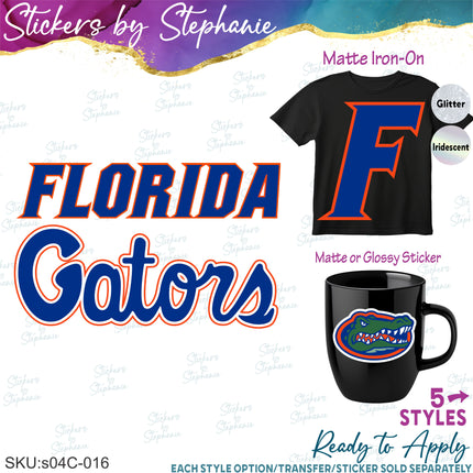 (s04C-016) Florida Gators Iron-On Transfer or Sticker