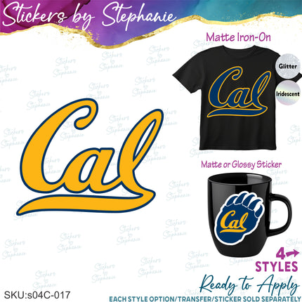 (s04C-017) Cal Bears Iron-On Transfer or Sticker