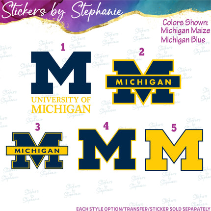 (s04C-019) University of Michigan Iron-On Transfer or Sticker