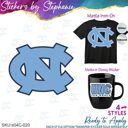 (s04C-020) University of North Carolina Iron-On Transfer or Sticker