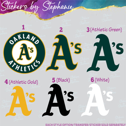 (s04C-021) Oakland A's Athletics Iron-On Transfer or Sticker