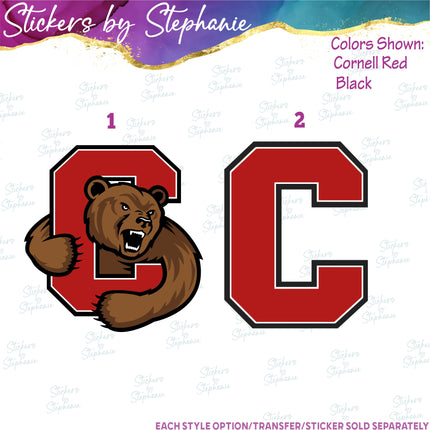 (s04C-026) Cornell Bears Iron-On Transfer or Sticker