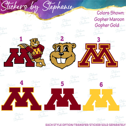 (s04C-027) Minnesota Gophers Iron-On Transfer or Sticker