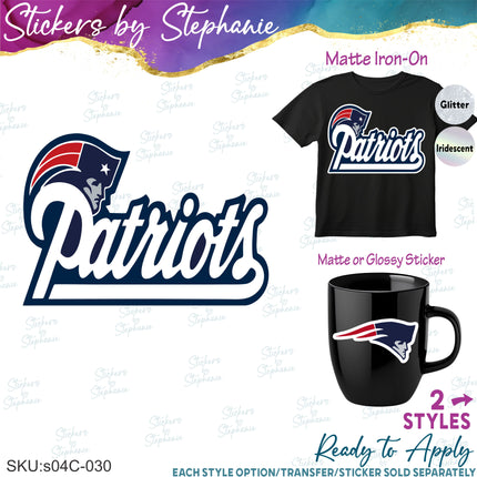 (s04C-030) Patriots Iron-On Transfer or Sticker