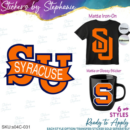 (s04C-031) Syracuse Iron-On Transfer or Sticker
