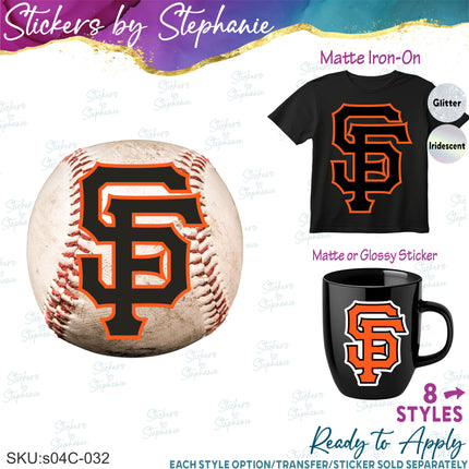 (s04C-032) San Fransico Giants Iron-On Transfer or Sticker