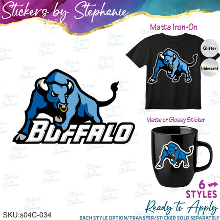 (s04C-034) Buffalo Bulls Iron-On Transfer or Sticker