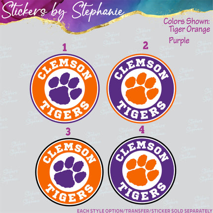 (s04C-035) Clemson Tigers Iron-On Transfer or Sticker