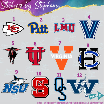 (s04C-036) Other Schools Teams Iron-On Transfer or Sticker