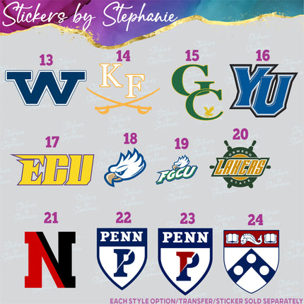 (s04C-036) Other Schools Teams Iron-On Transfer or Sticker