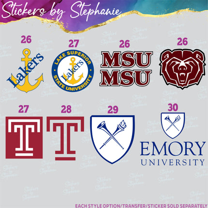 (s04C-036) Other Schools Teams Iron-On Transfer or Sticker