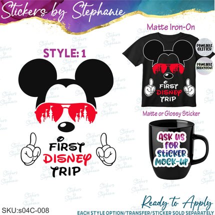 (s04C-008) My First Disney Trip Mickey Minnie Mouse Iron-On Transfer