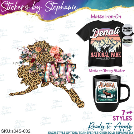 (s04S-002) Alaksa Denali Family Vacation Travel Iron-On Transfer or Sticker